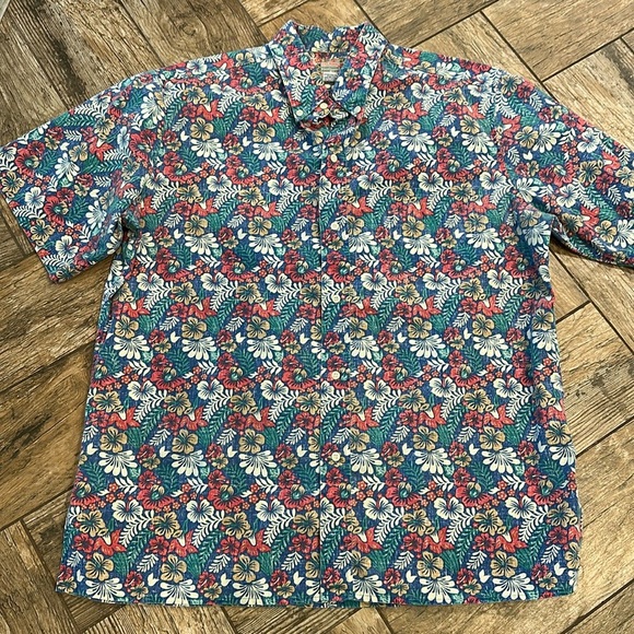 REYN SPOONER Commemorative Classics HAWAIIAN SHIRT blue floral men’s XL - Picture 1 of 5